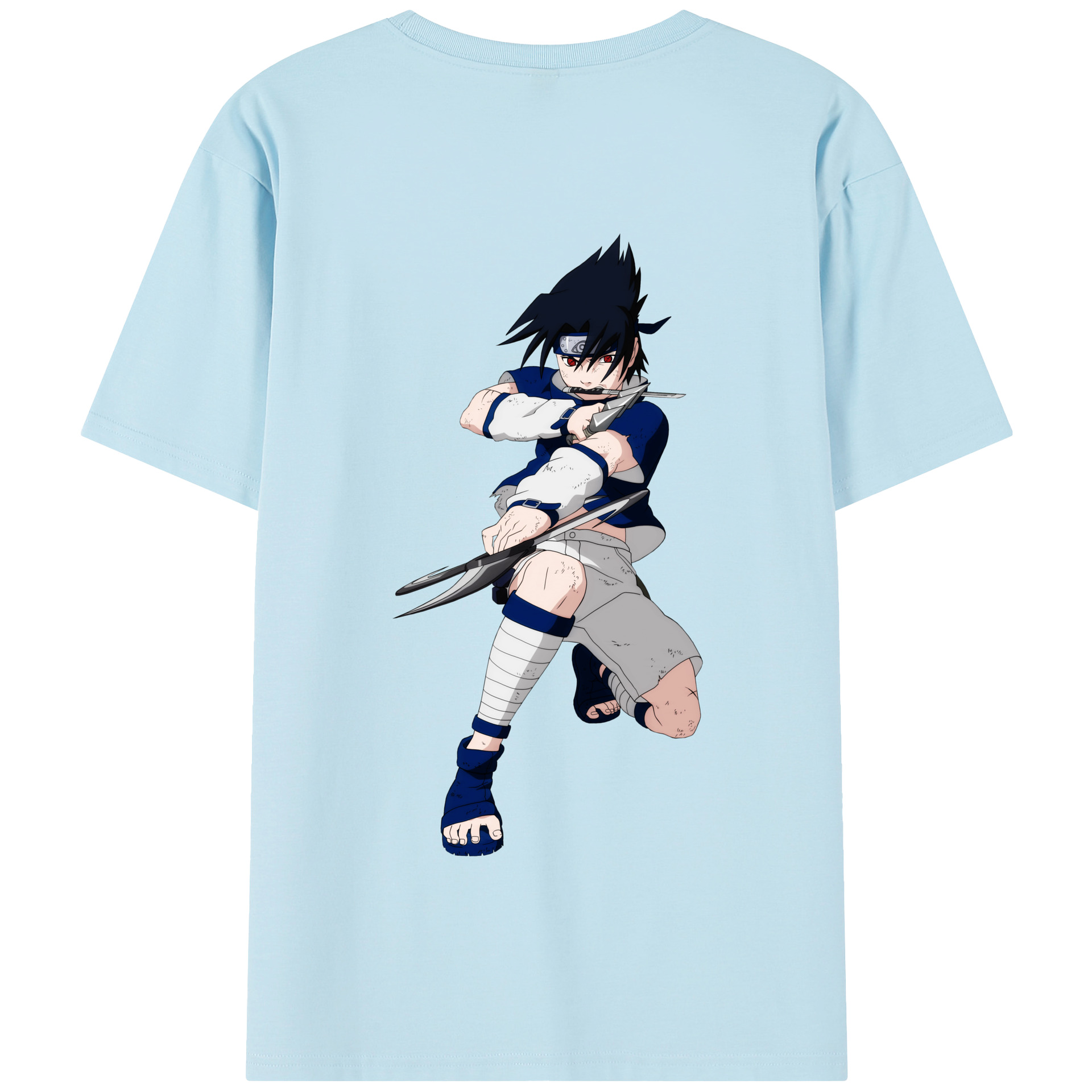 （画像用） NARUTO -ナルト- うちは サスケ Uchiha Sasuke 綿100％半袖Tシャツ（背面プリント）